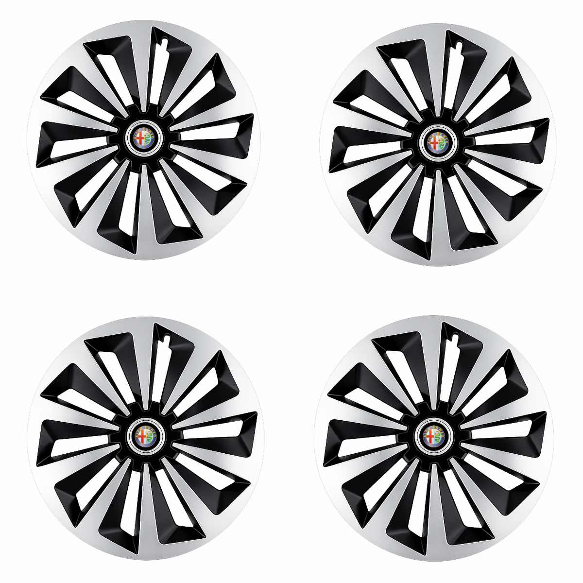 Set 4 capace roti Fox Gri-Negru R15 Compatibil Cu Alfa Romeo
