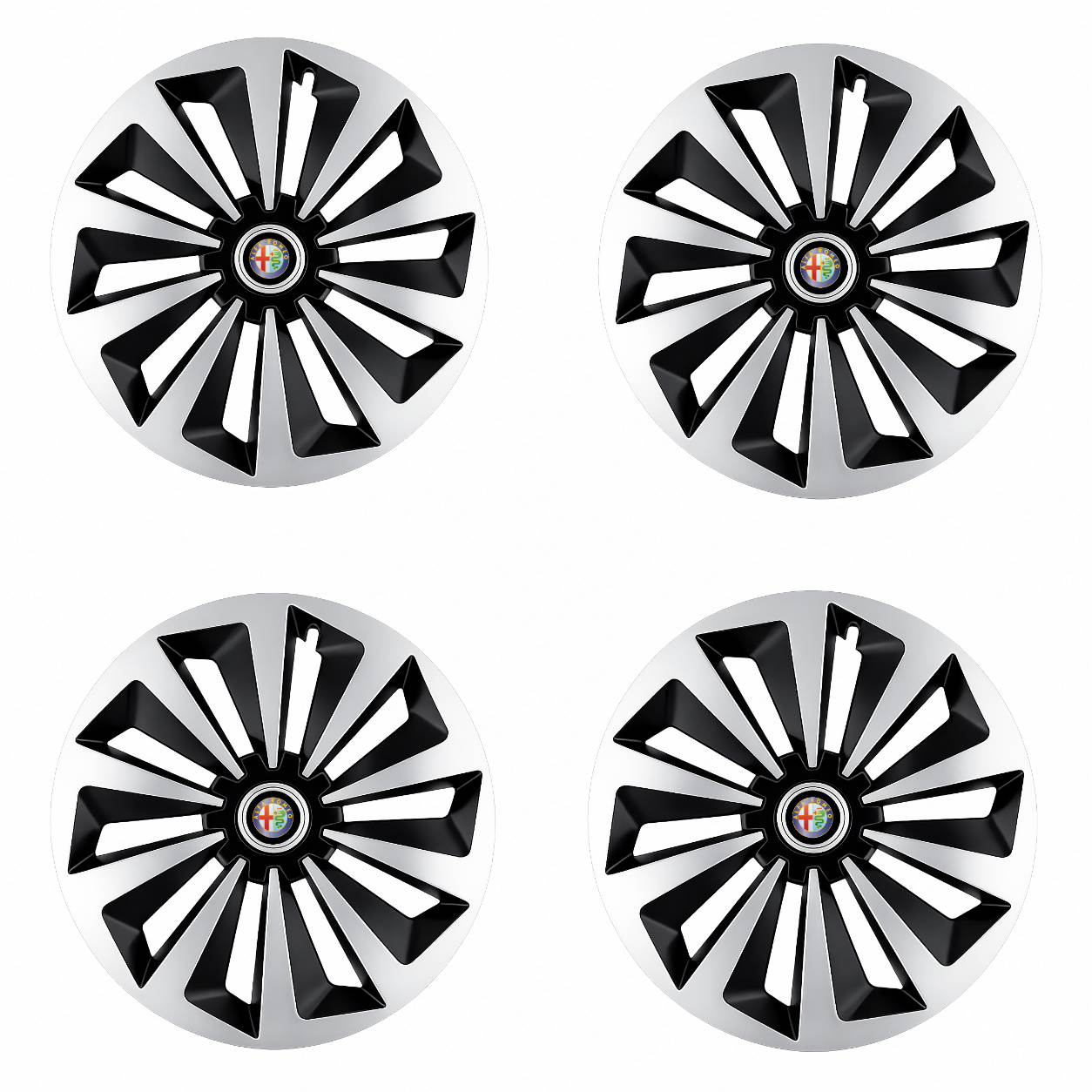 Set 4 capace roti Fox Gri-Negru R14 Compatibil Cu Alfa Romeo