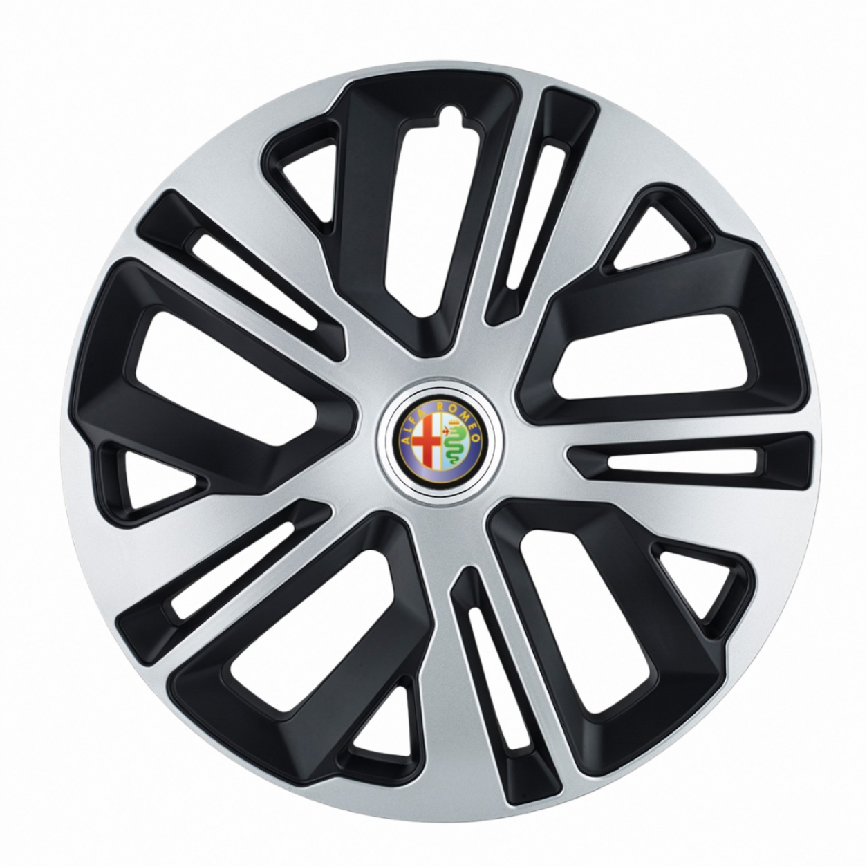 Set 4 Capace Roti 14 inchi (R14) Raven Gri-Negru, Compatibile Cu Alfa Romeo