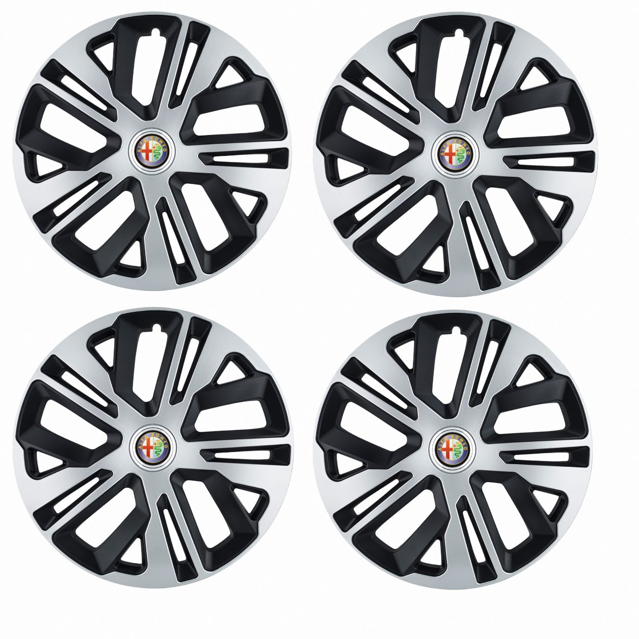 Set 4 Capace Roti 14 inchi (R14) Raven Gri-Negru, Compatibile Cu Alfa Romeo