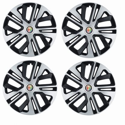 Set 4 Capace Roti 14 inchi (R14) Raven Gri-Negru, Compatibile Cu Alfa Romeo