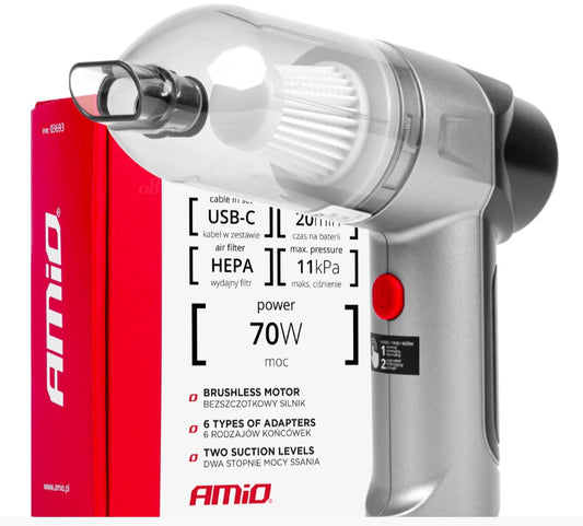 Aspirator auto fara perii HEPA 70W 4000mAh