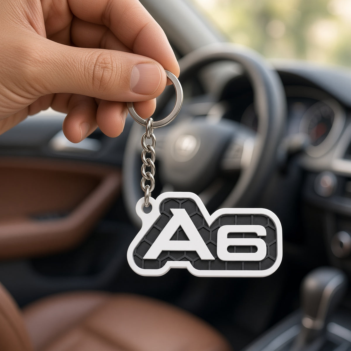 Breloc auto Audi A6 cu lanț și inel