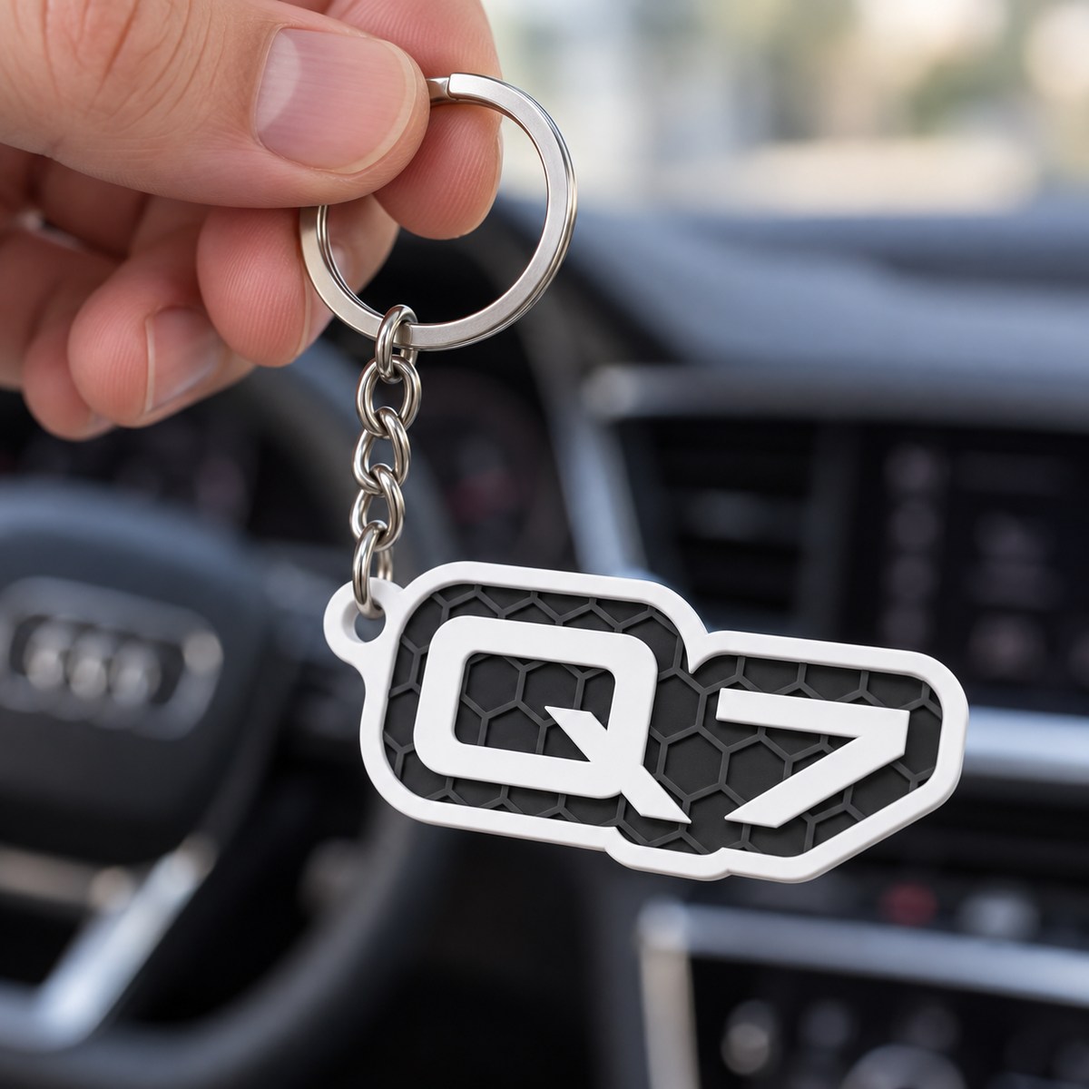 Breloc auto Audi Q7 cu lanț și inel