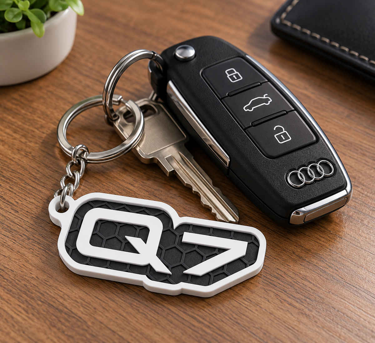 Breloc auto Audi Q7 cu lanț și inel