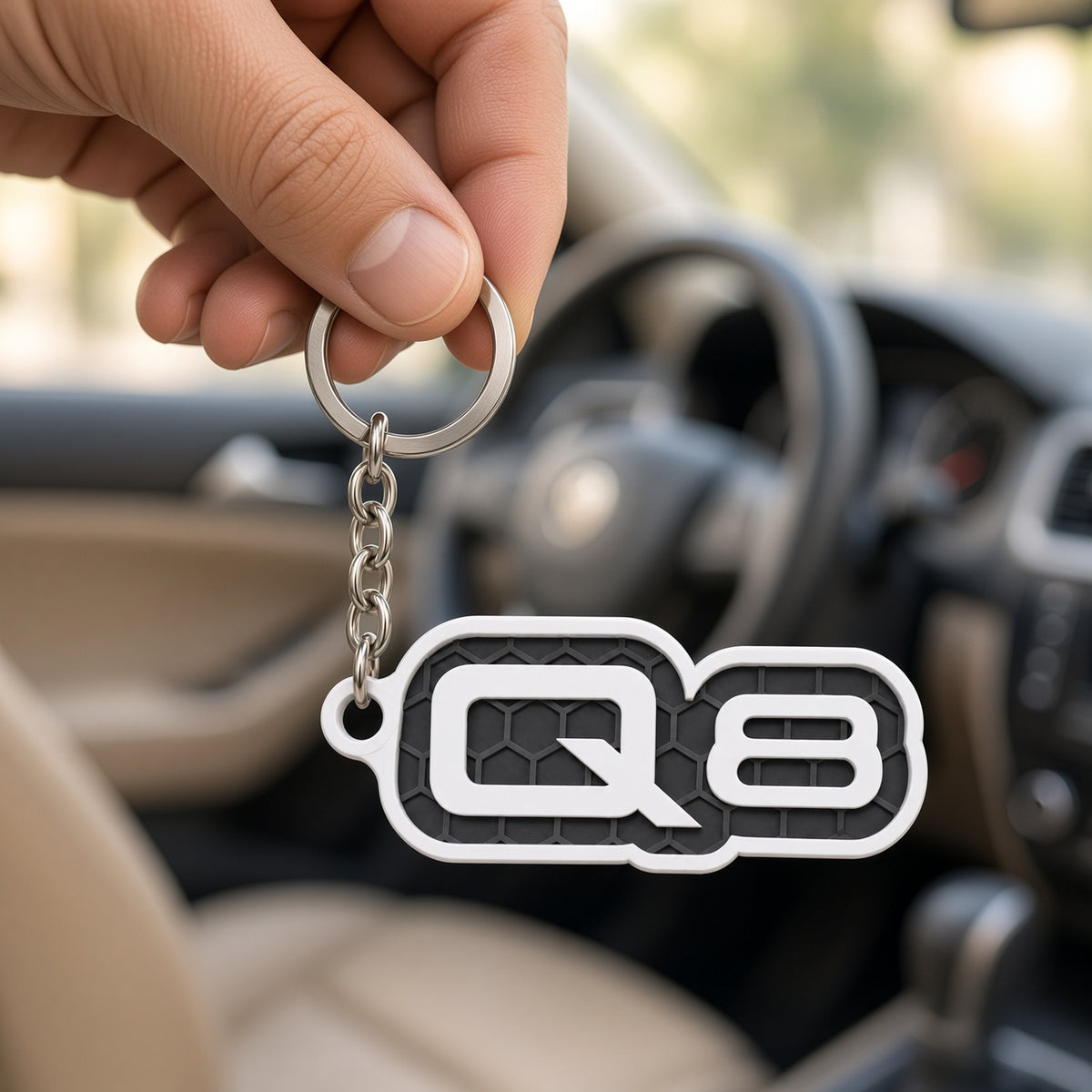 Breloc auto Audi Q8 cu lanț și inel
