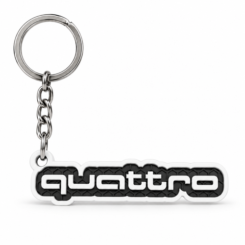 Breloc auto Audi quattro cu lanț și inel