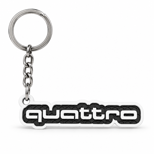 Breloc auto Audi quattro cu lanț și inel