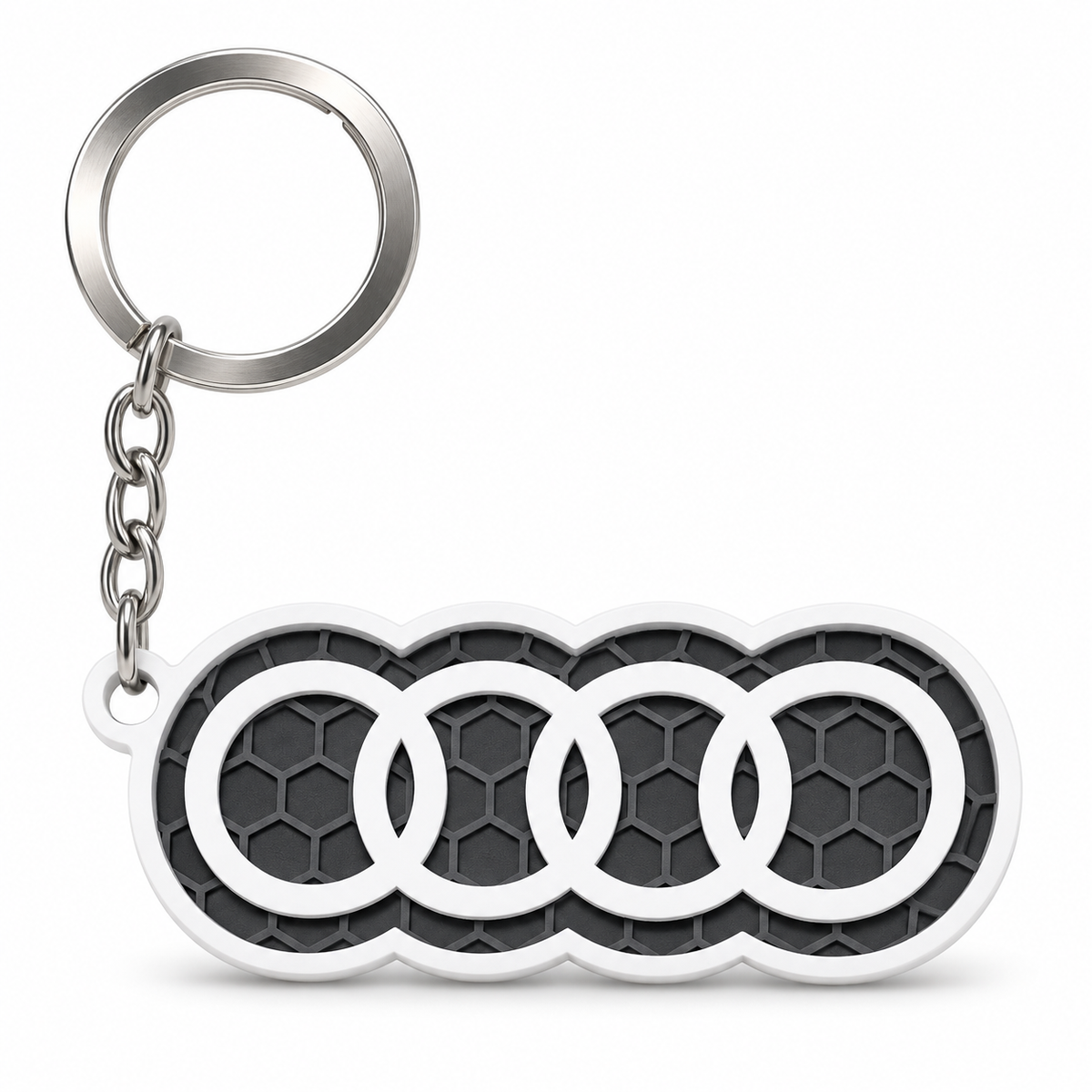 Breloc auto Audi logo cu lanț și inel