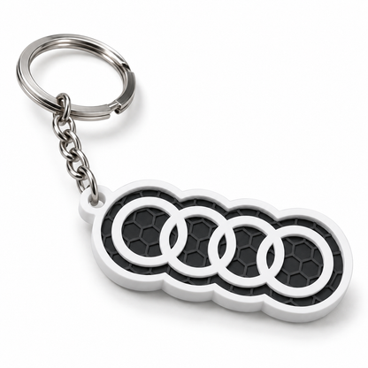 Breloc auto Audi logo cu lanț și inel