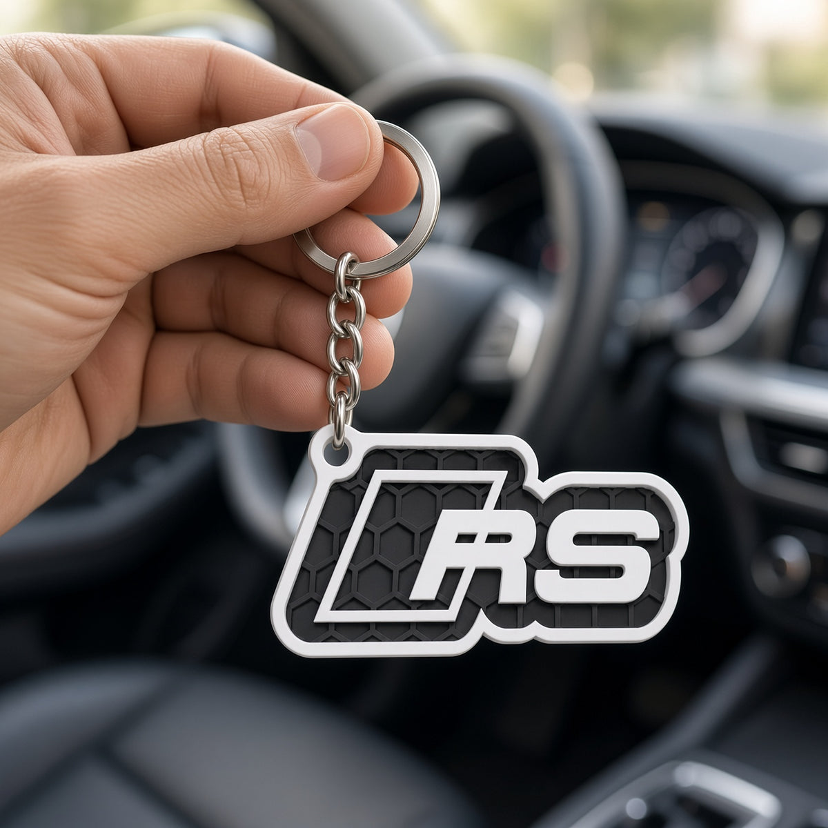 Breloc auto Audi RS cu lanț și inel