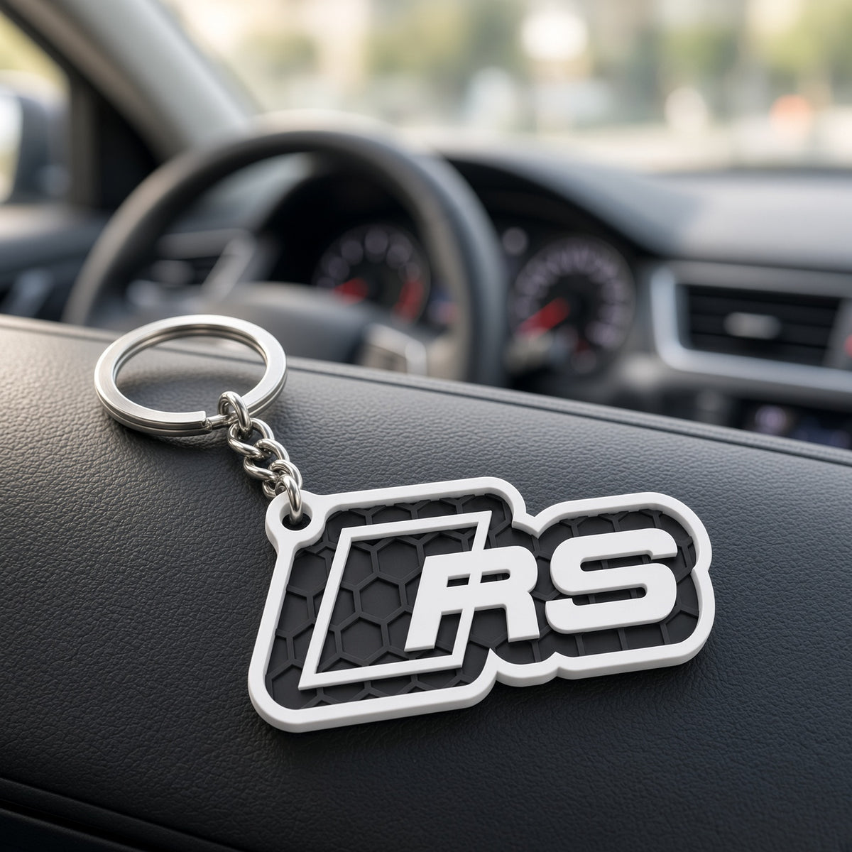 Breloc auto Audi RS cu lanț și inel