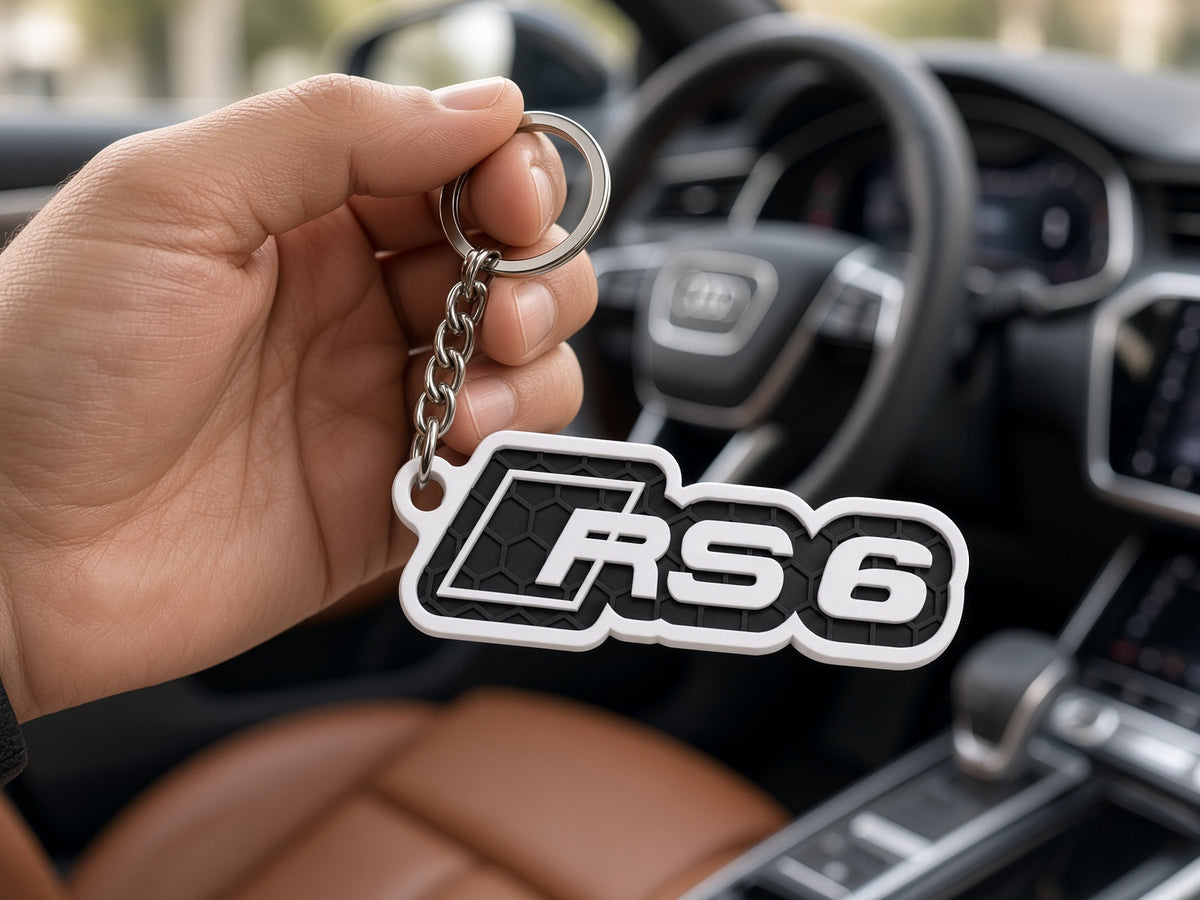 Breloc auto Audi RS6 cu lanț și inel