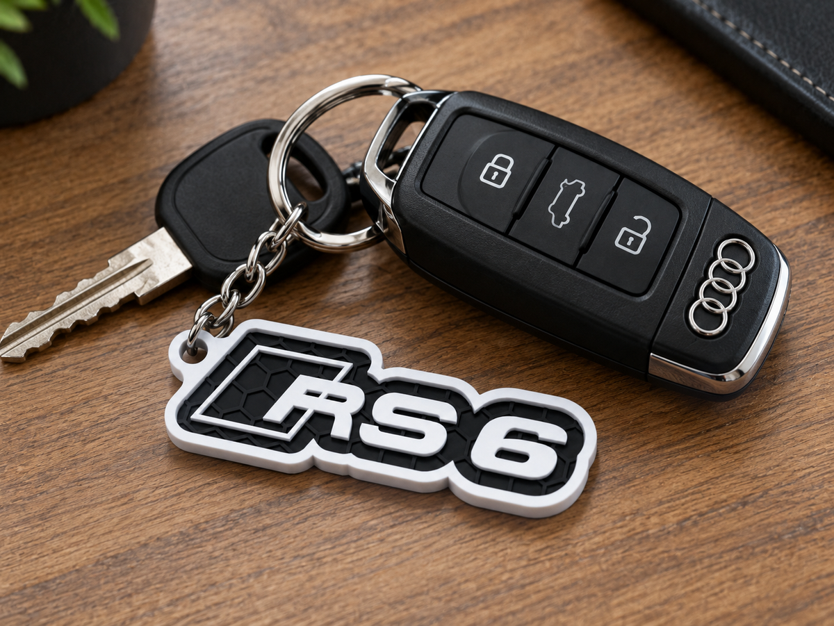 Breloc auto Audi RS6 cu lanț și inel