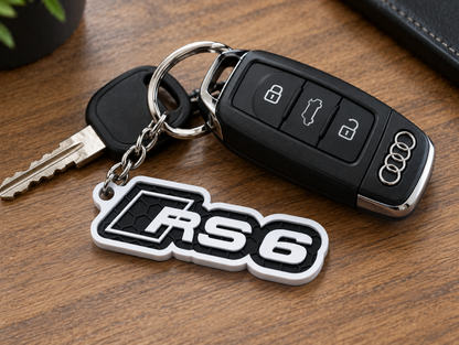 Breloc auto Audi RS6 cu lanț și inel