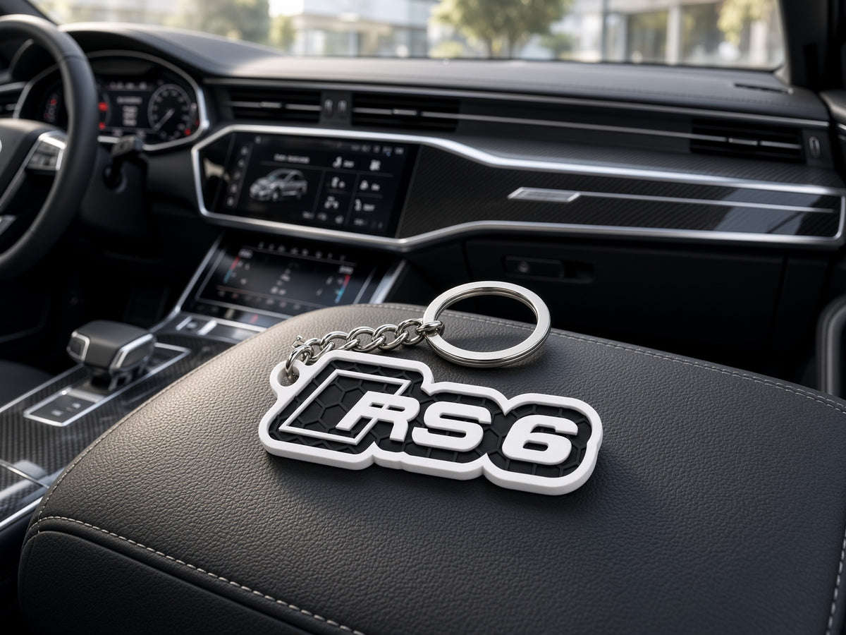 Breloc auto Audi RS6 cu lanț și inel