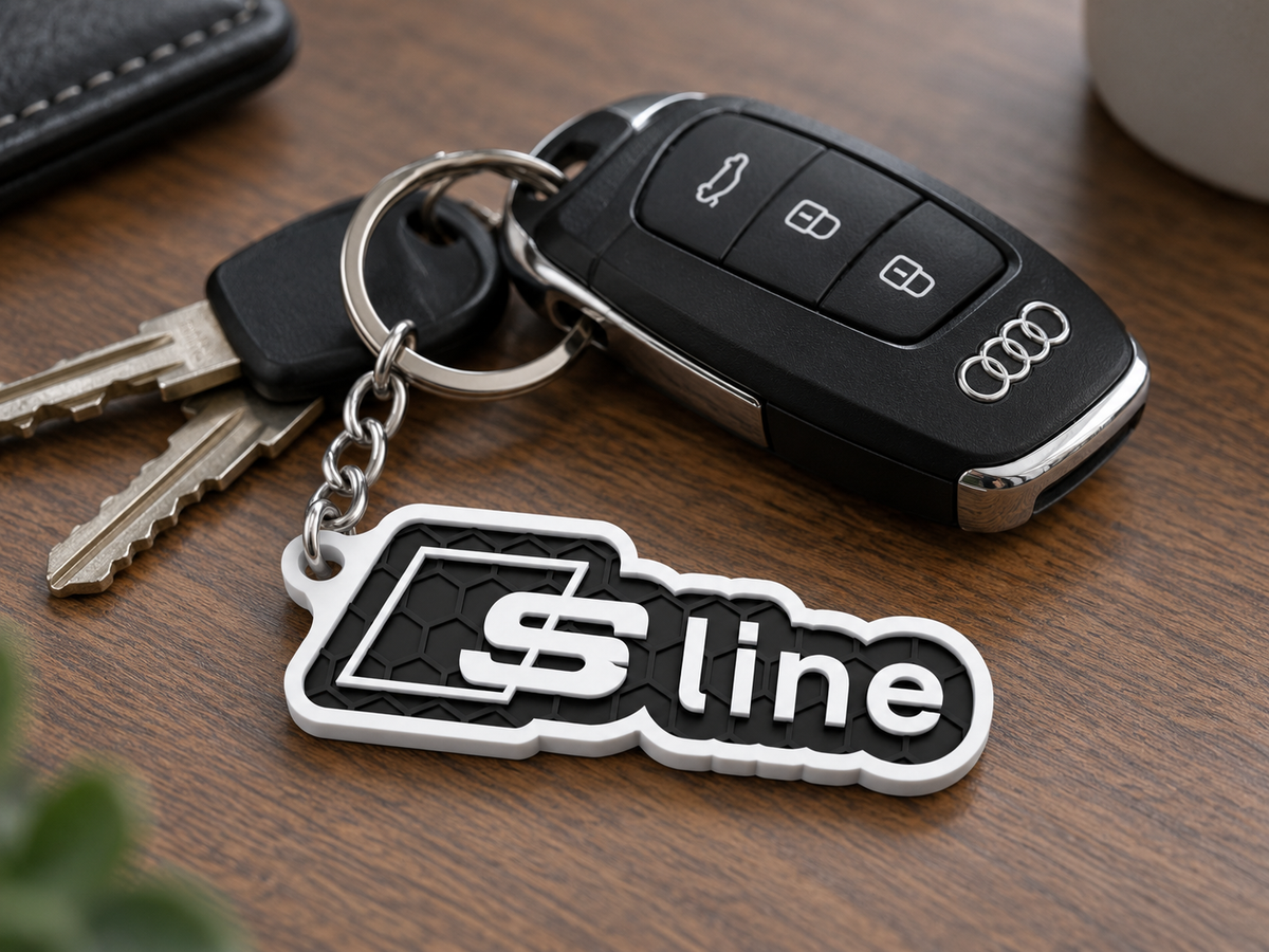 Breloc auto Audi S line cu lanț și inel