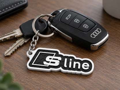 Breloc auto Audi S line cu lanț și inel