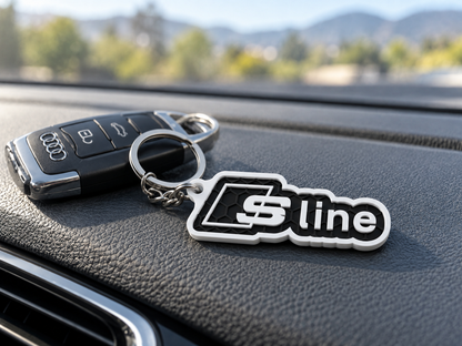 Breloc auto Audi S line cu lanț și inel