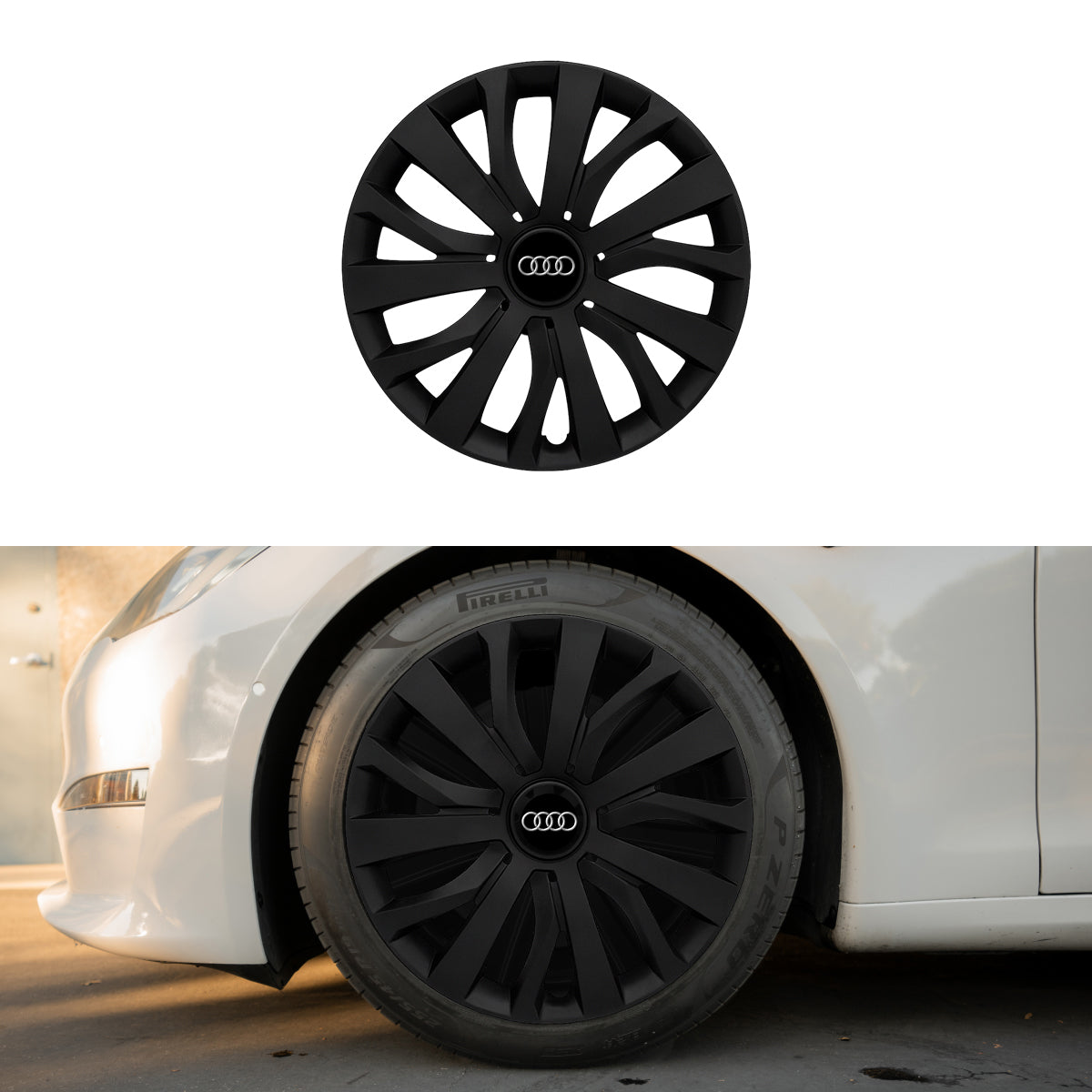 Set 4 capace roti 16 inchi (R16) compatibile AUDI, Model - 432 Black Edition