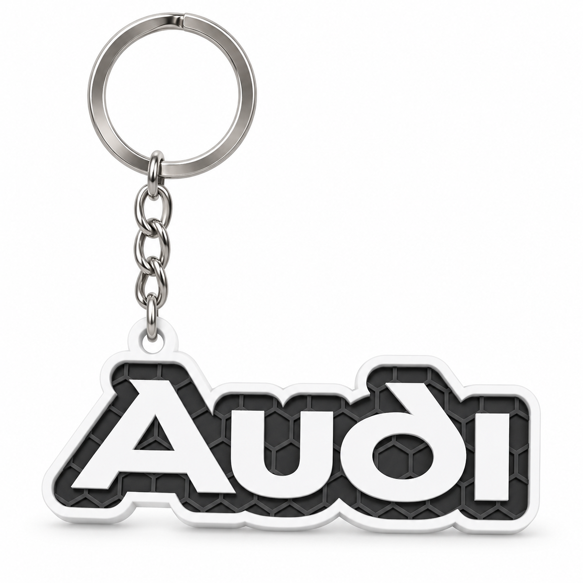 Breloc auto Audi inscripție cu lanț și inel