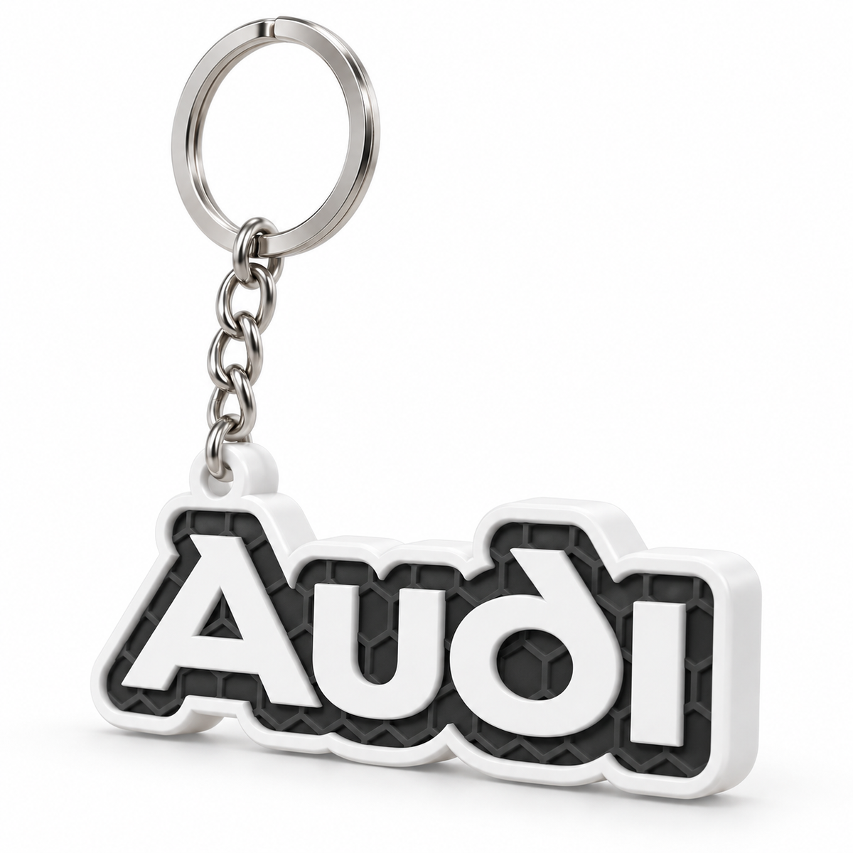Breloc auto Audi inscripție cu lanț și inel