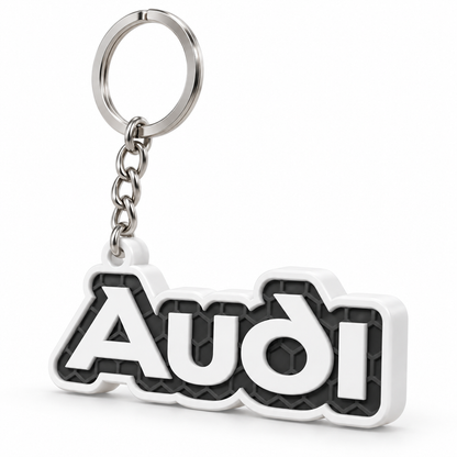 Breloc auto Audi inscripție cu lanț și inel
