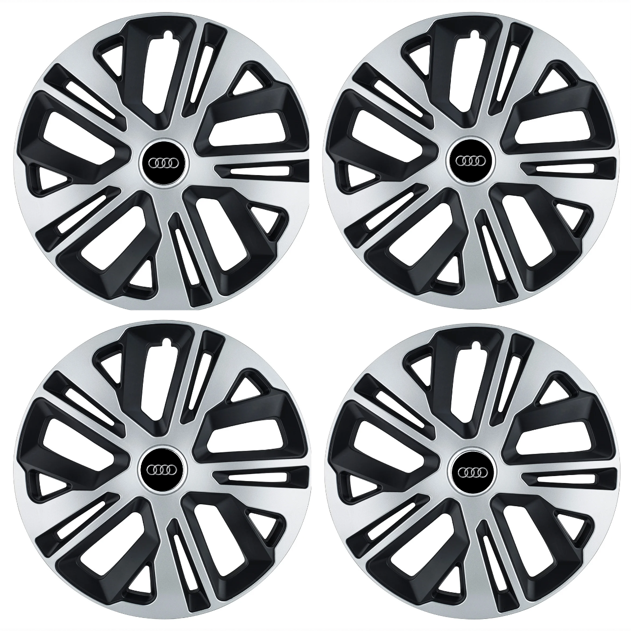 Set 4 Capace Roti 14 inchi (R14) Raven Gri-Negru, Compatibile Cu Audi