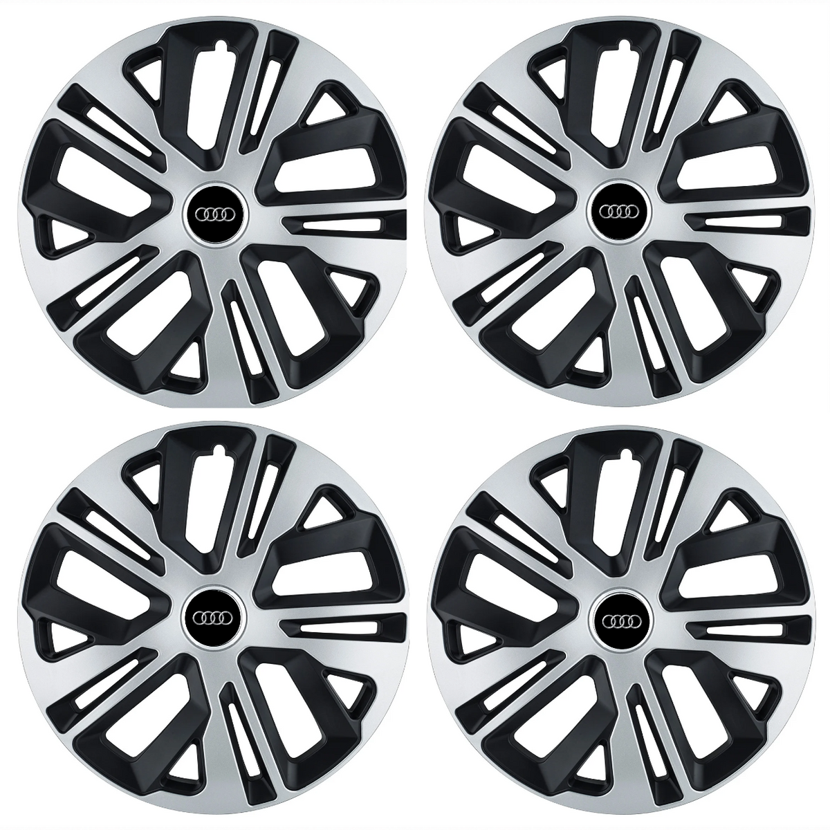 Set 4 Capace Roti 15 inchi (R15) Raven Gri-Negru, Compatibile Cu Audi