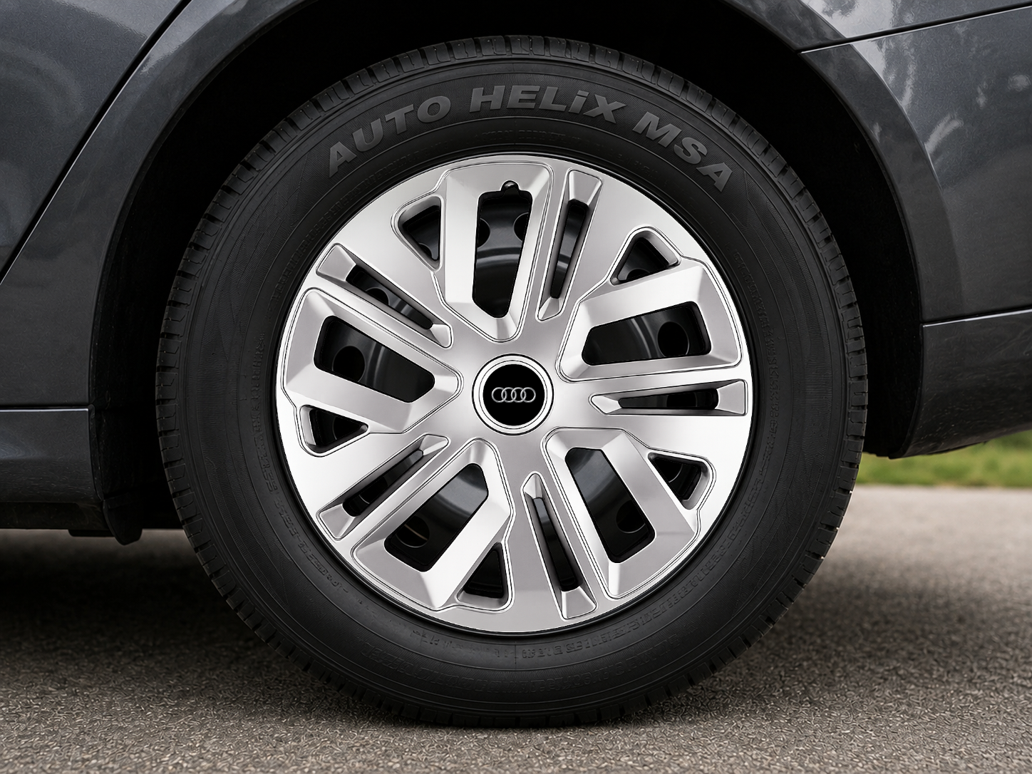 Set 4 Capace Roti 15 inchi (R15) Raven Gri, Compatibile Cu Audi