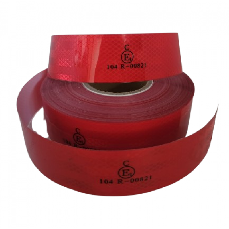 Banda reflectorizanta auto Rosu continua Premium Quality-50m/rola