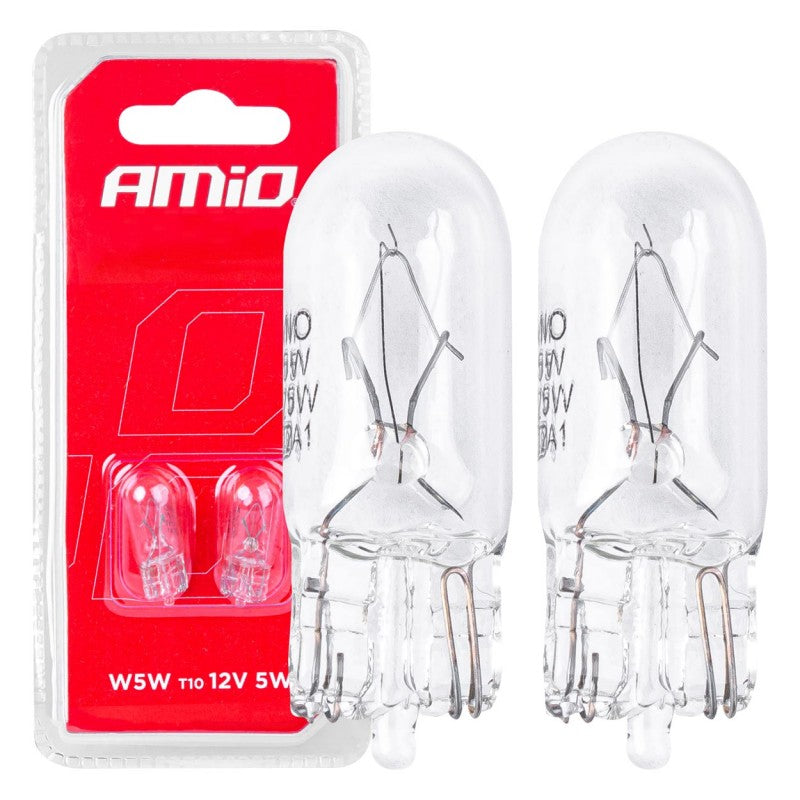 Becuri cu halogen T10 W5W W2.1x9.5d 12V 2 buc. AMIO-03346 blister