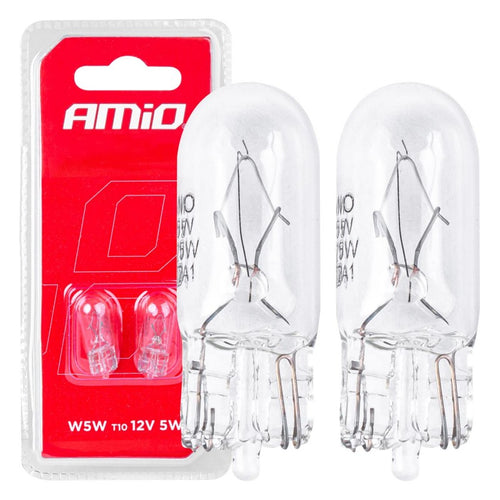 Becuri cu halogen T10 W5W W2.1x9.5d 12V 2 buc. AMIO-03346 blister