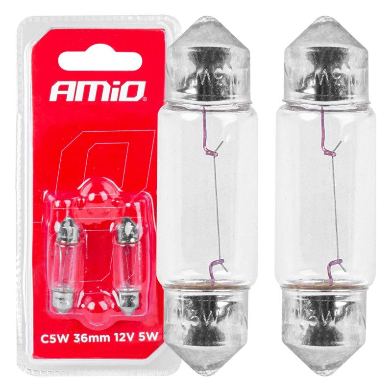 Becuri sofit cu halogen C5W 36mm 12V 2 buc. AMIO-03348 blister