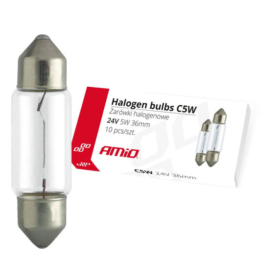 Becuri sofit  cu halogen Festoon 36mm 24V 10buc.