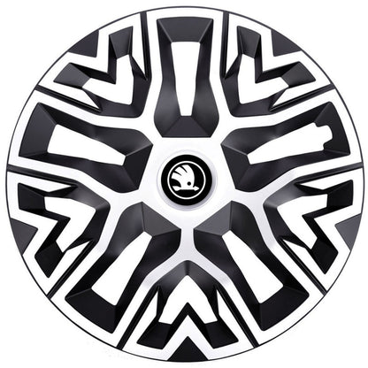 Set 4 Capace Roti 15 inchi (R15), Best Alb-Negru, Compatibile Cu Skoda Nou