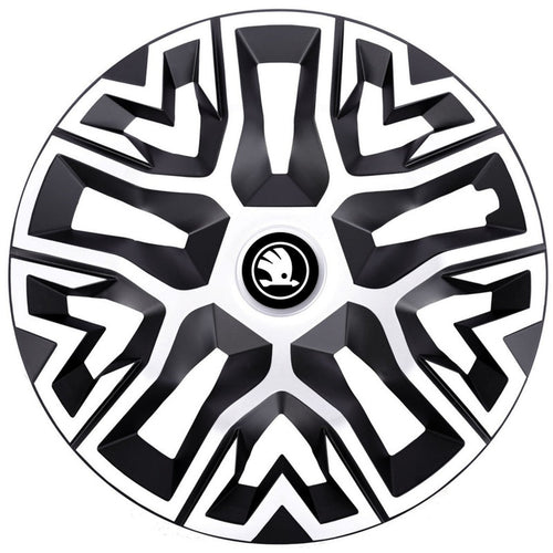 Set 4 Capace Roti 15 inchi (R15), Best Alb-Negru, Compatibile Cu Skoda Nou