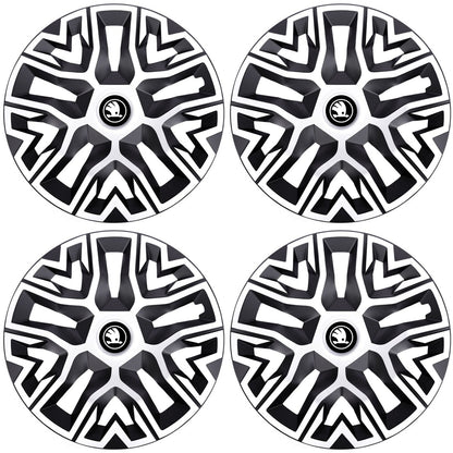 Set 4 Capace Roti 15 inchi (R15), Best Alb-Negru, Compatibile Cu Skoda Nou