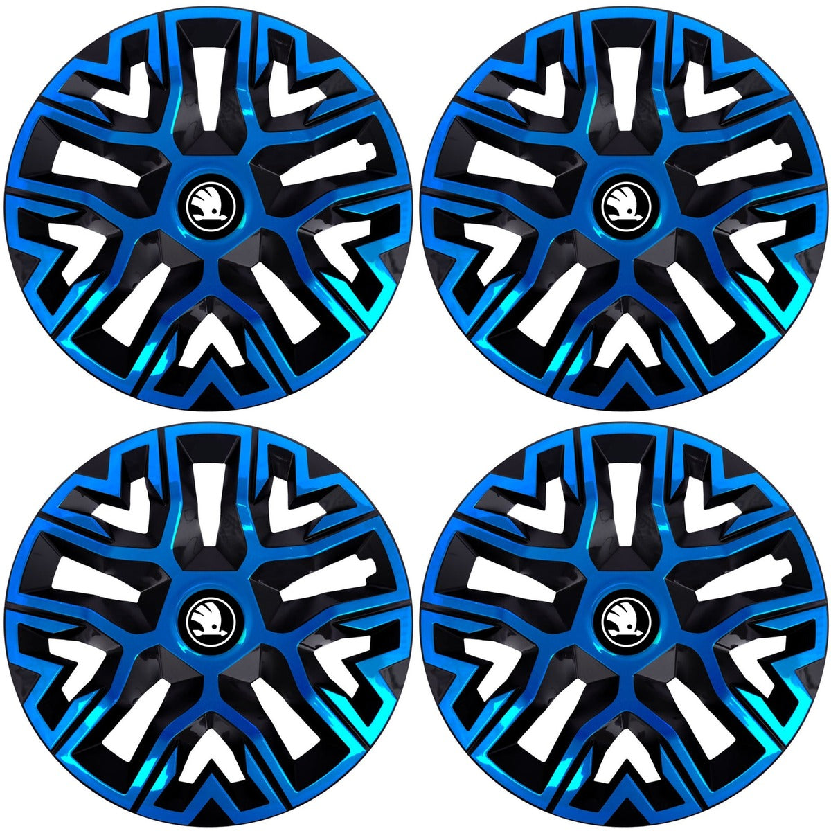 Set 4 Capace Roti 14 inchi (R14), Best Albastru-Negru, Compatibile Cu Skoda Nou