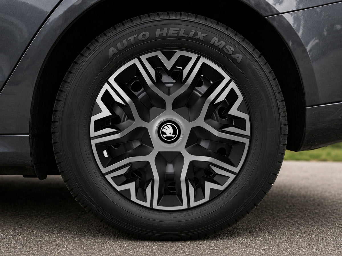 Set 4 Capace Roti 16 inchi (R16) Best Gri-Negru, Compatibile Cu Skoda Nou