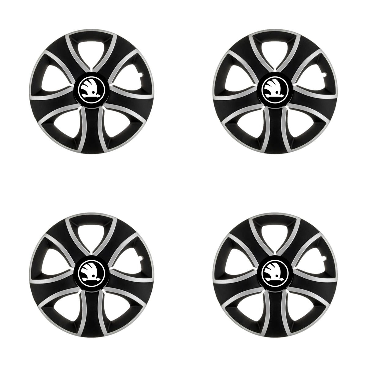 Set 4 Capace Roti 14 inchi (R14) Bis Gri-Negru, Compatibile Cu Skoda Nou