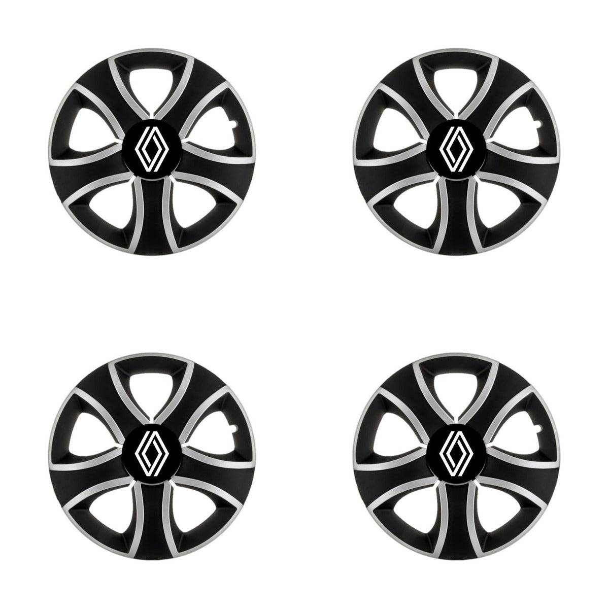 Set 4 Capace Roti 14 inchi (R14) Bis Gri-Negru, Compatibile Cu Renault Nou