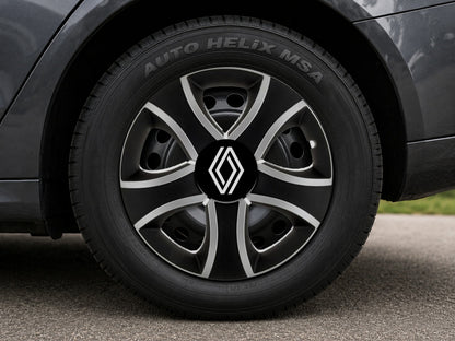 Set 4 Capace Roti 14 inchi (R14) Bis Gri-Negru, Compatibile Cu Renault Nou
