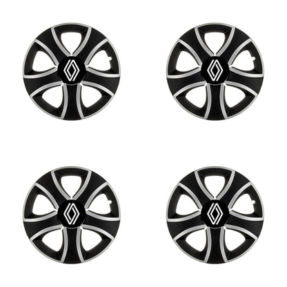 Set 4 Capace Roti 15 inchi (R15) Bis Gri-Negru, Compatibile Cu Renault Nou