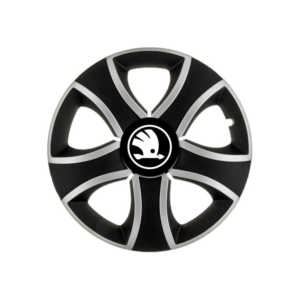 Set 4 Capace Roti 16 inchi (R16) Bis Gri-Negru, Compatibile Cu Skoda Nou