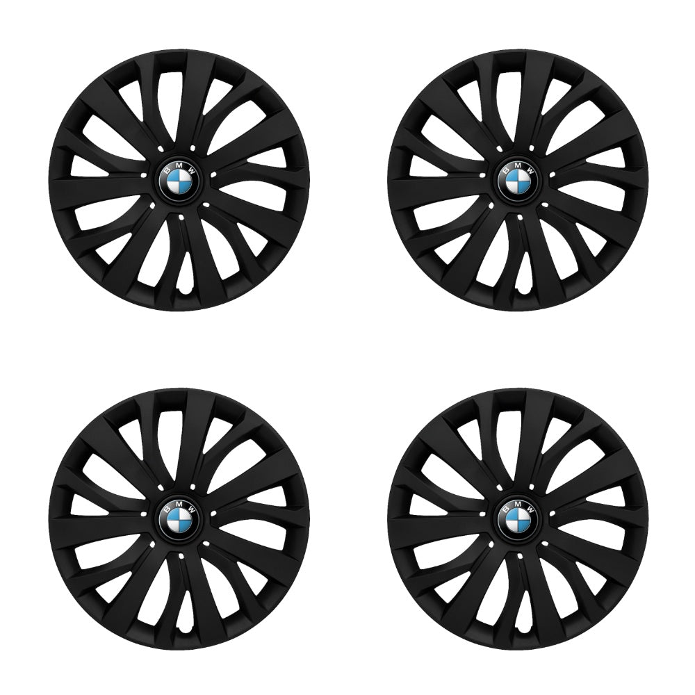 Set 4 capace roti potrivite jantelor de 15 inch compatibile BMW, Model - 345 Black Edition