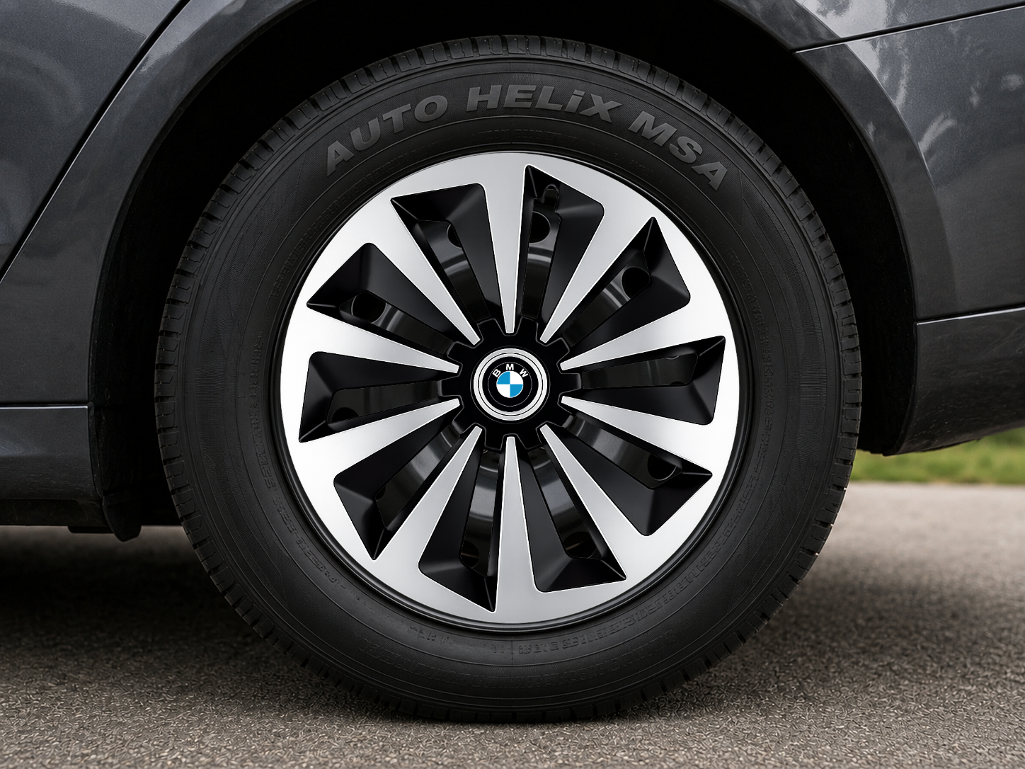 Set 4 capace roti Fox Gri-Negru R16 Compatibil Cu BMW