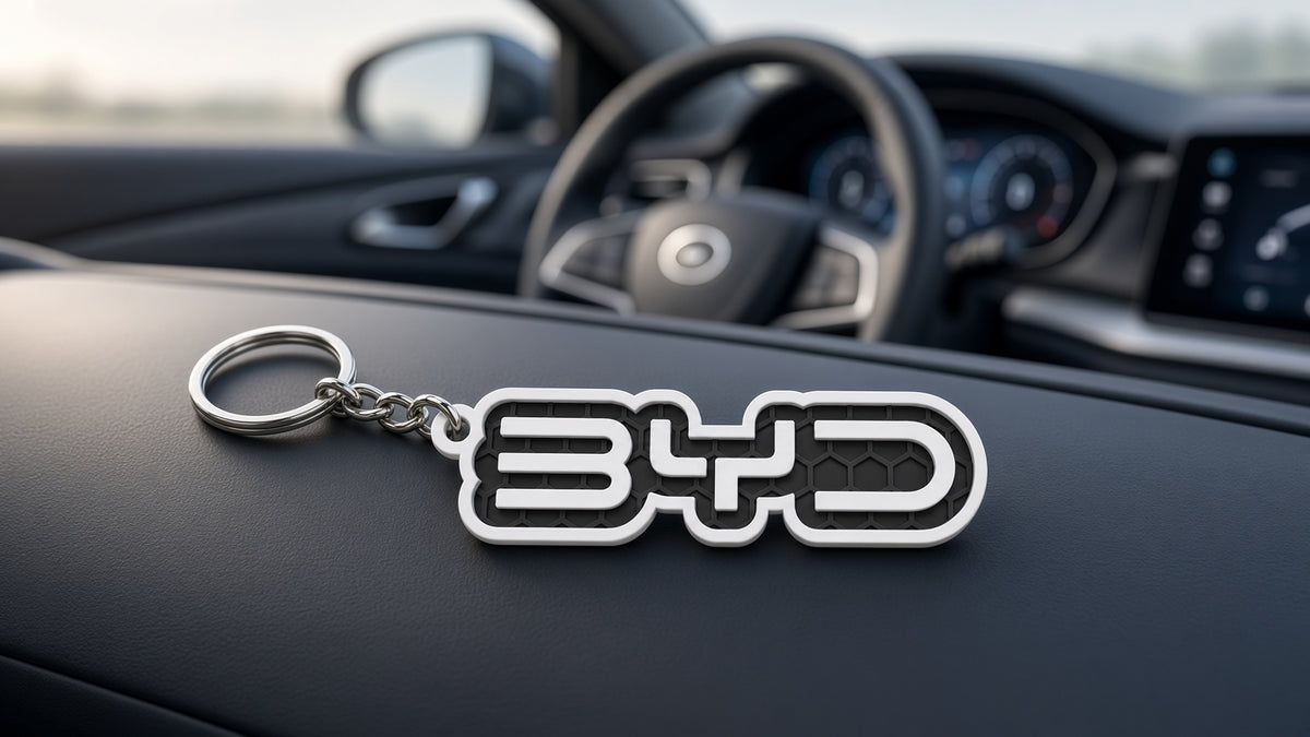 Breloc auto BYD cu lanț și inel