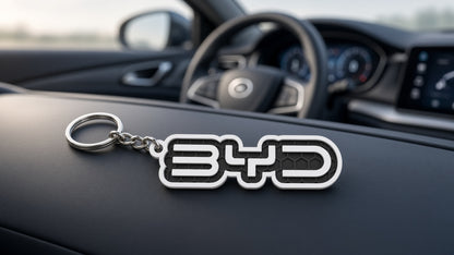 Breloc auto BYD cu lanț și inel