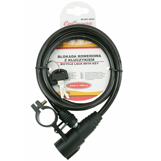 Cablu de blocare pentru bicicleta, negru, cu teaca din silicon, lungime 100 cm